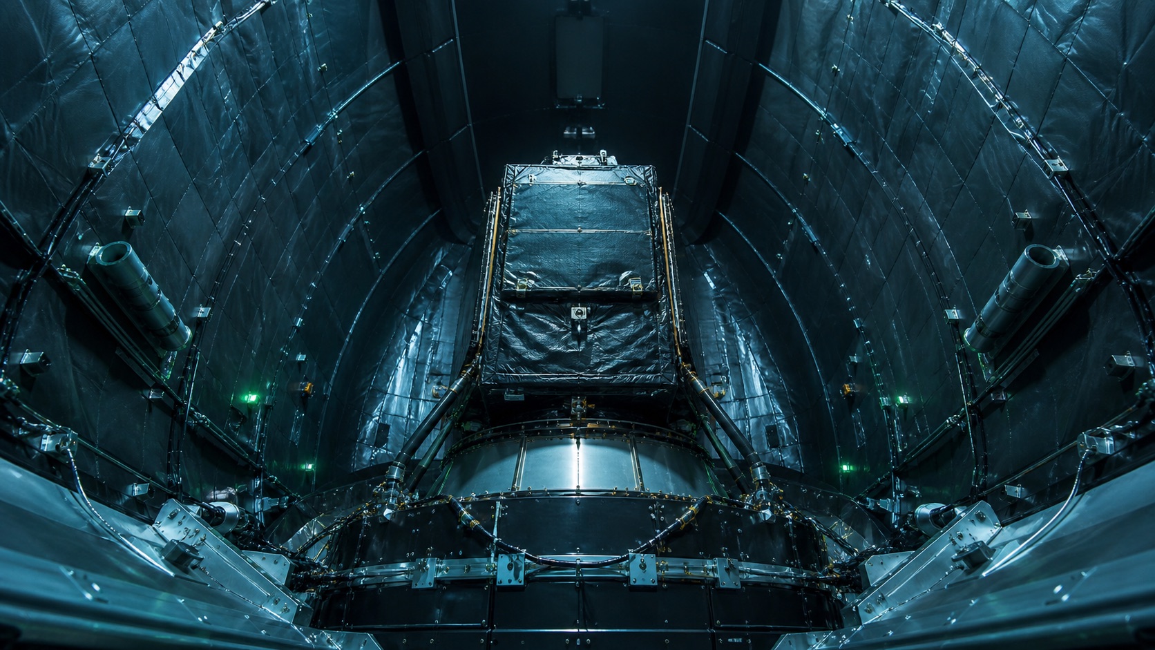 Live onboard camera view of the secured payload bay