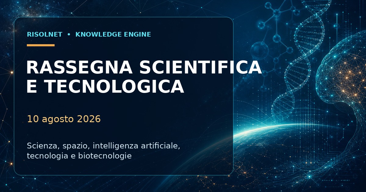 Rassegna scientifica e tecnologica | 10 agosto 2026